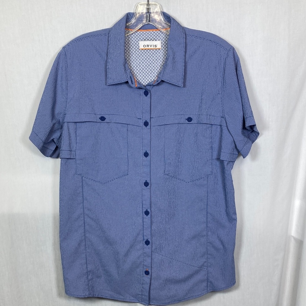 Orvis River Guide 2.0 Short-Sleeved Shirt in Ocean Blue Gingham/check Pattern L